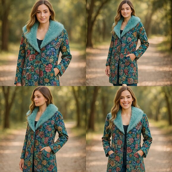 Aratta Jackets & Blazers - Aratta Isabel Coat Floral Coat with Faux Fur Collar